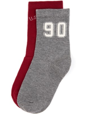 U.s. Polo Assn. Erkek Çocuk Gri Melanj Çorap (Soket) 50318051-VR086