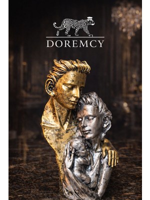 Doremcy Gümüş ve Gold Anne Baba Çocuk Aile Biblo Dekoratif Süs