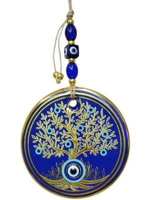 İlkyaz Fashion Hayat Ağacı Şekilli Yaldızlı Duvar Süsü Cam Hediyelik Dekor