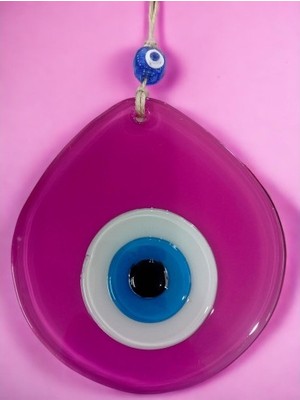 İlkyaz Fashion Mavi Nazar Boncuklu Pembe Renk Nazar Boncuklu Damla Desen El Yapımı Duvar Süsü