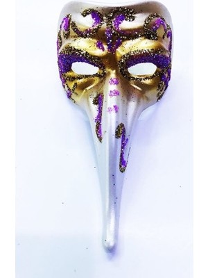 İlkyaz Fashion Fuşya Renk Işlemeli Seramik Malzemeden Imal Venedik Uzun Maske Magnet