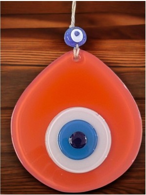 İlkyaz Fashion Mavi Nazar Boncuklu Turuncu Renk Nazar Boncuklu Damla Desen El Yapımı Duvar Süsü