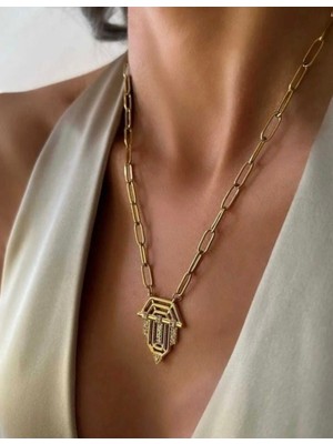 Glossy Jewelery Çelik Leyla Kolye