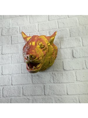 Hsc Bilişim Altın Kaplama Görünümlü Kurt Duvar Süsü