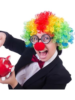 Marsilyan Palyaço Kostüm Aksesuar Seti 3’lü – Peruk Burun Gözlük (4887)
