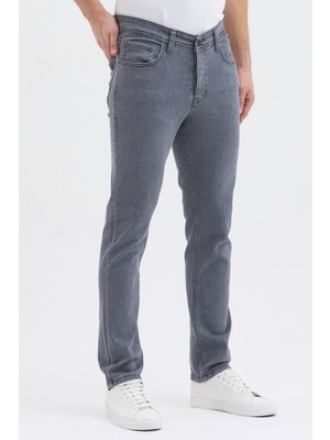 Locus Jeans Erkek Gri Slim Fit Likralı Yüksek Bel Kot Pantolon LCS69131111