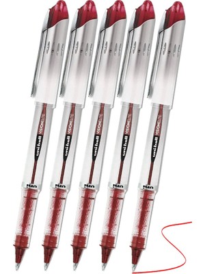 Artlantis Kırmızı Pilot Kalem UB-200 Vision Elite 0.8mm 5 Adet Uniball Pilot Kalem 0.8 mm Roller Uçlu Pilot Kalem Ince Uçlu Likit