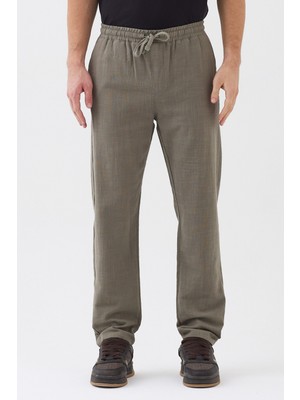 Expier Erkek Haki Pamuklu Relax Fit Rahat Kesim Keten Jogger ARC-003