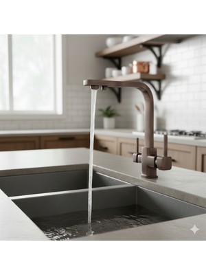 Faumix 3 Yollu Kare Arıtma Su Girişli Mutfak Eviye Bataryası -Yerli Üretim- ( 2 Yıl Garantili)