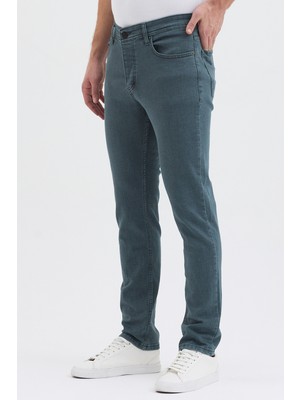 Locus Jeans Erkek Yeşil Slim Fit Likralı Yüksek Bel Kot Pantolon LCS69131112