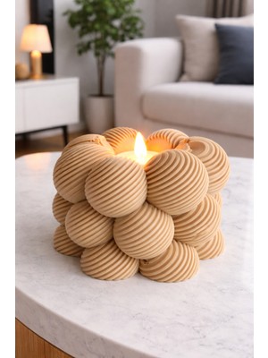 Öztürk Organizasyon Bubble Tasarım Dekoratif Mumluk- Modern Tealight Mum Standı- Açık Kahverengi