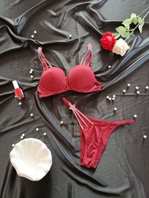 Jupiel Rachael Üç Taşlı Dolgulu Kadın Sütyen ve Külot Fantezi Iç Giyim Takım