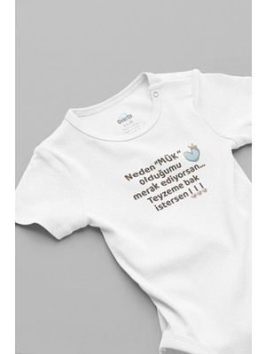 Overoz Mükemmel Teyze Baskılı Çıtçıtlı Kısa Kollu Bebek Body Zıbın Tulum Badi 5932