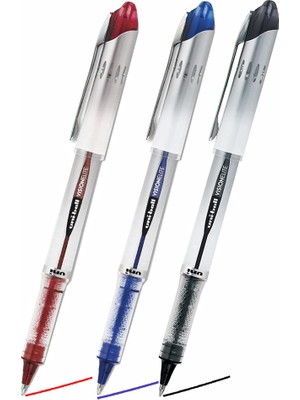 Artlantis Siyah Mavi Kırmızı Pilot Kalem UB-200 Vision Elite 0.8mm 3 Adet Uniball Pilot Kalem 0.8 mm Roller Uçlu Pilot Kalem Ince