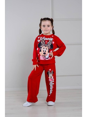 Yağmur Giyim Pjk2i Leopar M.mause Desenli Bol Paça 2 Ip %100 Pamuk Kız Çocuk Takımı 3-10 Yaş 6431