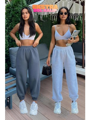 Vladivosto Bol Kalıp Yüksek Bel Kadın Oversize Baggy Paçası Lastikli Eşofman Altı