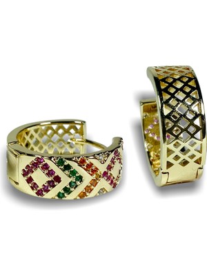 Sphere Jewelry Etnik Desen Renkli Halka Küpe