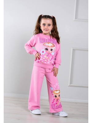 Yağmur Giyim Pjk2i Ballerina Cappucino Desenli Bol Paça 2 Ip %100 Pamuk Kız Çocuk Takımı 3-10 Yaş 6432