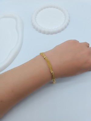 Lagül Aksesuar Xuping 14K Altın Kaplama Kararmaz Suya Dayanıklı Zincir Detaylı Gold Bileklik