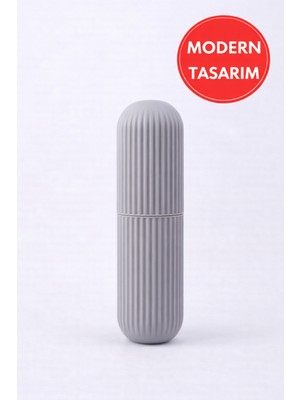 Taşınabilir Diş Fırçası Kutusu Gri | Kapaklı Hijyenik Seyahat Diş Fırçası & Macun Kabı 18,5 cm