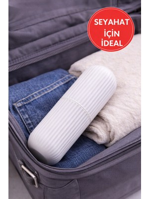 Taşınabilir Diş Fırçası Kutusu Beyaz | Kapaklı Hijyenik Seyahat Diş Fırçası Kabı 18,5 cm