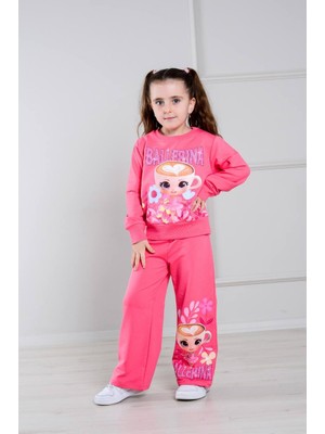 Yağmur Giyim Pjk2i Ballerina Cappucino Desenli Bol Paça 2 Ip %100 Pamuk Kız Çocuk Takımı 3-10 Yaş 6432