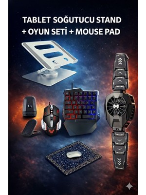 Jolita Samsung Galaxy Tab S10 Lite SM-X400 Uyumlu Tablet Oyun Seti Fan 360° Stand Mekanik Klavye Mouse