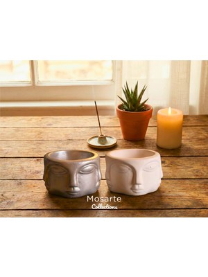 Mosarte Buda Series Minimalist Soyut Yüz Vazo / Heykel – Modern Dekoratif 2 Adet (Orta Boy)