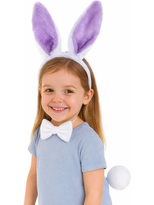 Just Cheap Store Lila Mor Tavşan Kulak Papyon Kuyruk 3&amp;apos;lü Parti Seti (4741)