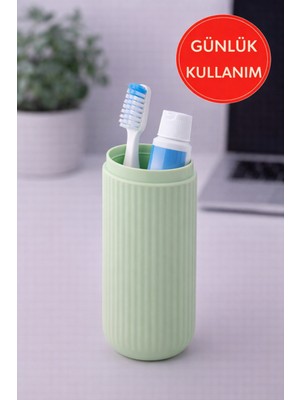 Taşınabilir Diş Fırçası Kutusu Yeşil | Kapaklı Hijyenik Seyahat Diş Fırçası Kabı 18,5 cm