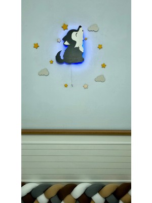 LED Işıklı Kurt Gece Lambası – Çocuk Odası Duvar Dekoru