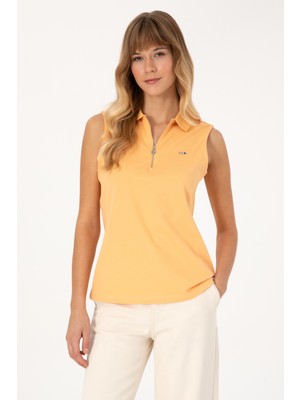 U.S. Polo Assn. 50324852-VR202  Kadın Kavun Tişört Kolsuz Slim Fit Pamuklu Günlük Stil