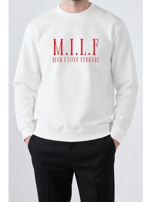 Dragon Store Mılf Baskılı %100 Pamuk Yuvarlak Yaka Sweatshirt