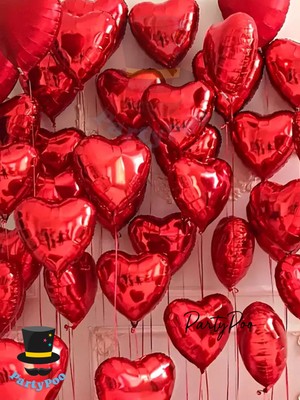 Küçük Kırmızı Kalp Folyo Balon Seti 5 Adet Doğum Günü ve Bride To Be Balonları