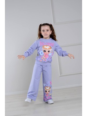 Yağmur Giyim Pjk2i Ballerina Cappucino Desenli Bol Paça 2 Ip %100 Pamuk Kız Çocuk Takımı 3-10 Yaş 6432