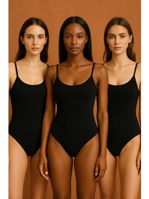 Tenra 3 Adet Çıtçıtlı Badi Siyah Premium Pamuklu Likralı Zıbın