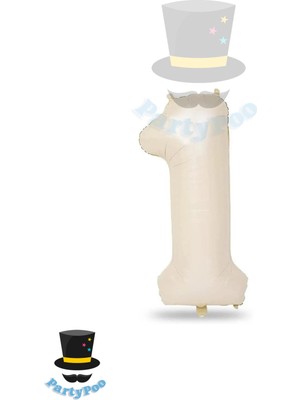 Rakam Balon Büyük Boy 1 Rakamı Krem Folyo Balon