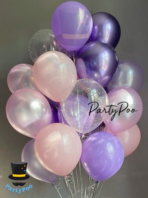 Mor Metalik Balon Seti 20'li Deniz Kızı Balon Seti Doğum Günü Seti