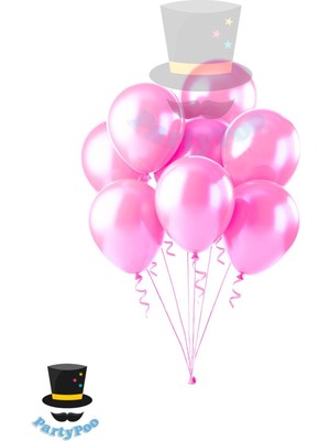 Metalik Renkli Pembe 10'lu Balon Seti