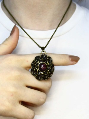 Esha Doğal Taş Ametist  Doğal Taşlı Yuvarlak Antik Kadın Kolye EUK48AMT