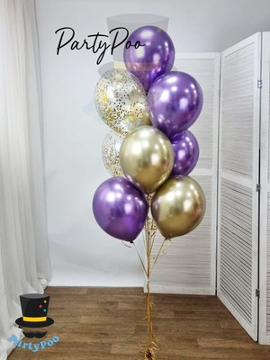 Mor Gold Metalik Balon Seti 20'li Deniz Kızı Balon Seti Doğum Günü Seti