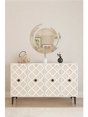 Ceneyra KA1212BT - Beren Konsol, Kahve Köşesi ve Tv Sehpası 120 cm Beyaz-Traverten