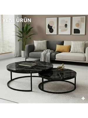 Edmonda Ev Aksesuar Ultra Lüx Orta Sehpa Ikili Orta Sehpa Metal Sehpa