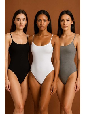 Tenra 3 Adet Çıtçıtlı Badi Siyah-Beyaz-Gri Premium Pamuklu Likralı Zıbın