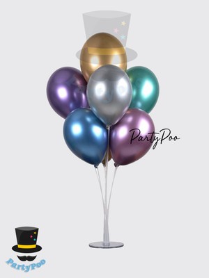 2 Adet Balon Standlı Metalik Balon Seti 15'li Doğum Günü Balon Seti