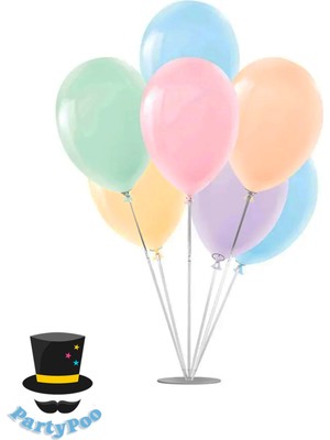 2 Adet Balon Standlı Makaron Balon Seti 15'li Doğum Günü Balon Seti