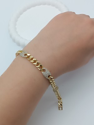 Lagül Aksesuar Xuping 14K Altın Kaplama Kararmaz Zirkon Taşlı Gold Bileklik