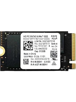 Verto Wd SN740 2242 512 GB Pcıe 4.0 Nvme M.2 5150-4850MB/S SSD (Kutusuz)