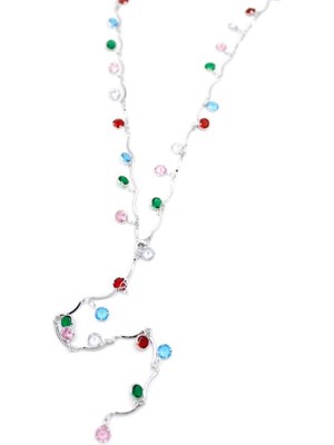 Royaleks Renkli Taşlı Y Kolye - Gümüş