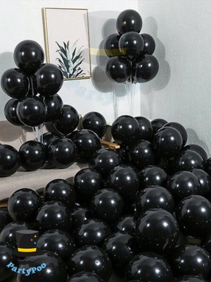 Siyah Renk Balon Seti 30'lu | Parti Dekorasyonu ve Süsleme Seti